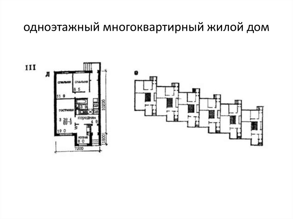 одноэтажный многоквартирный жилой дом