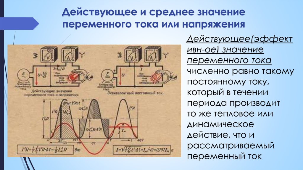 Определи действующее значение силы переменного тока. Действующее и среднее значение переменного тока. Действующая и средняя величина переменного тока.