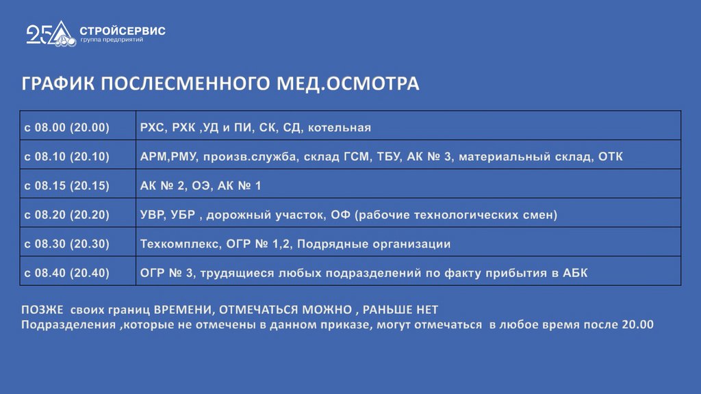 Послесменные послерейсовые медицинские осмотры