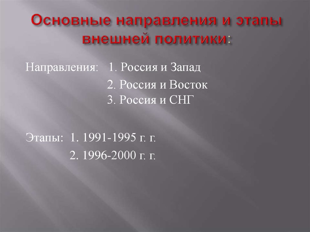 Геополитическое положение и внешняя политика россии в 1990 е годы презентация