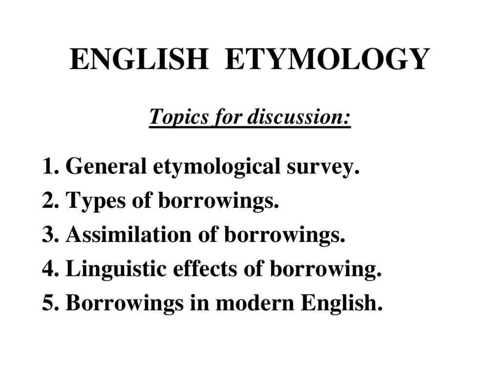 ENGLISH ETYMOLOGY