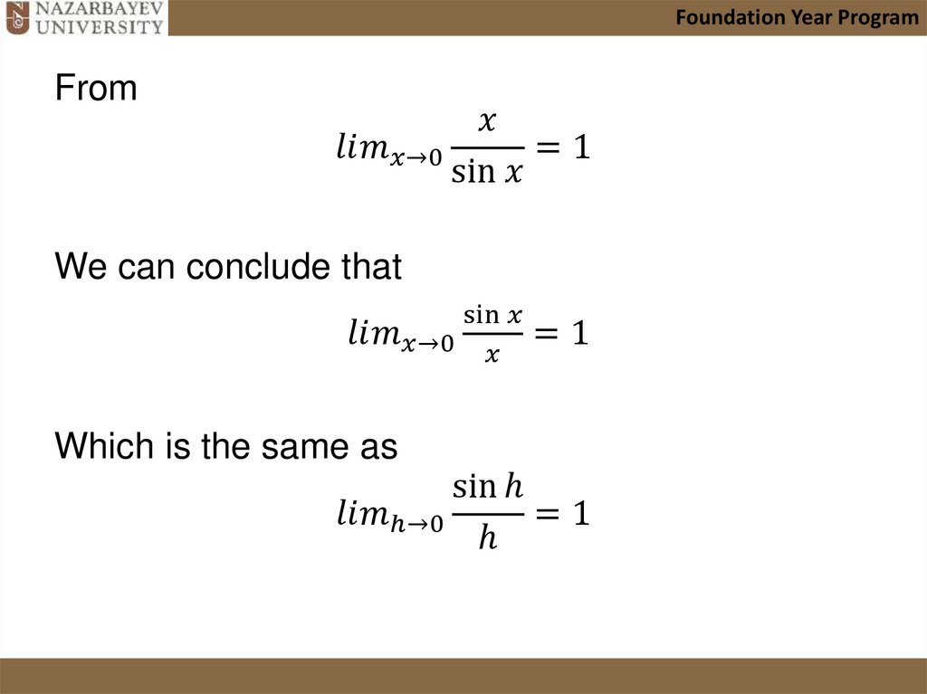 Example 13: Compute lim_(x→0) (sin x)/x