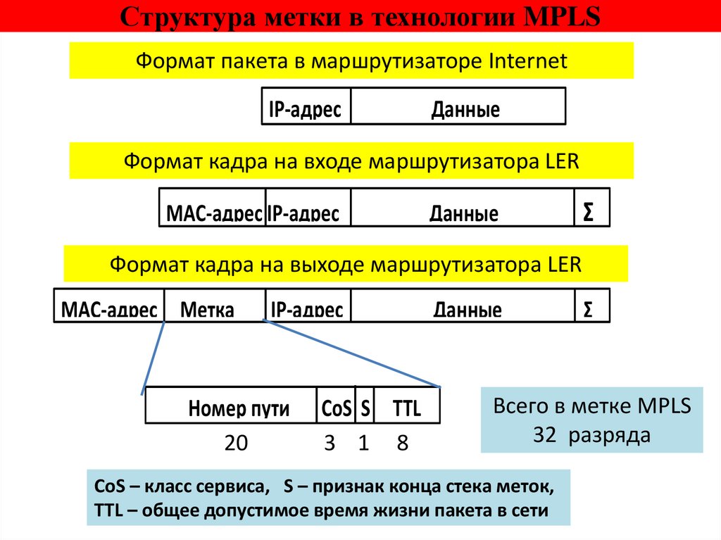 Структура метки в технологии MPLS