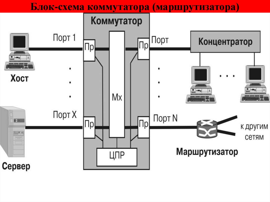 Блок-схема коммутатора (маршрутизатора)