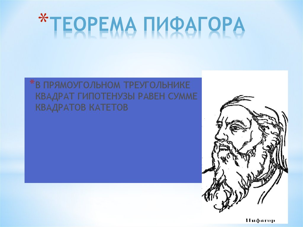 ТЕОРЕМА ПИФАГОРА