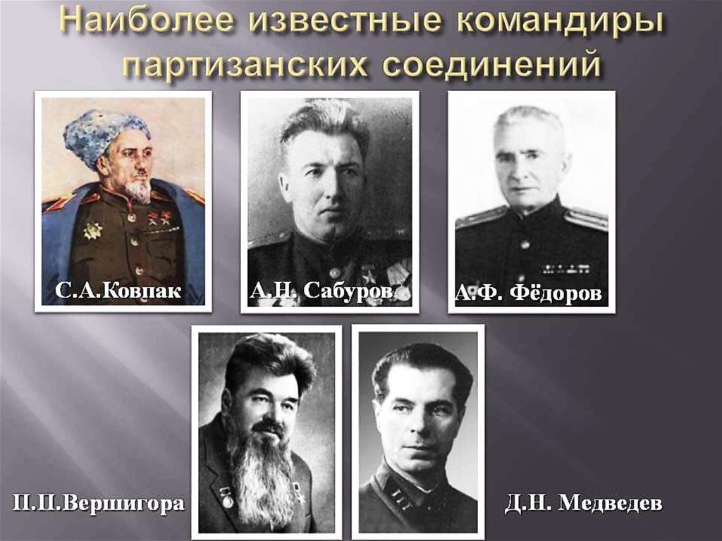 Кто командовал. Руководители партизанского движения ВОВ. Командиры партизанских отрядов ВОВ. Наиболее известные командиры партизанского движения. Командир и Партизанский отряд 1941.