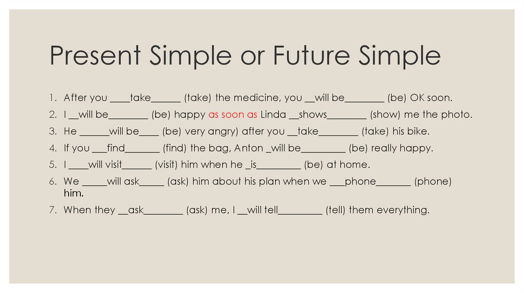 Present simple present continuous exercises