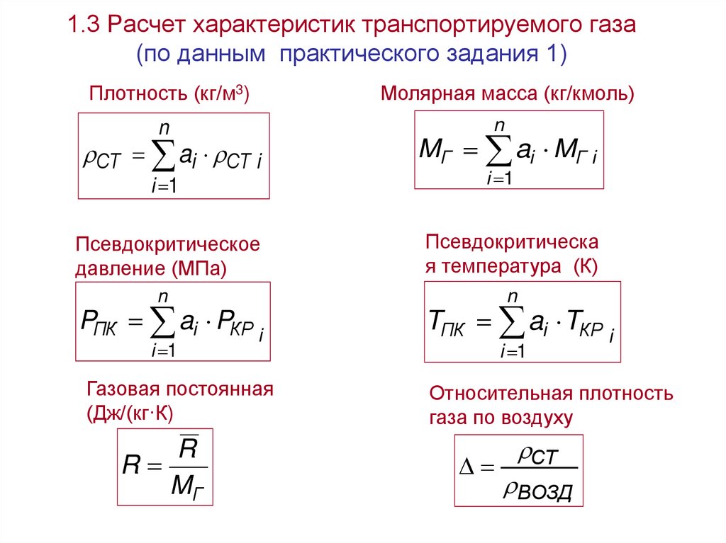 Молярная газовая постоянная. Псевдокритические параметры газа. Относительная плотность газа. Псевдокритические давление. Вычисление газовой постоянной.