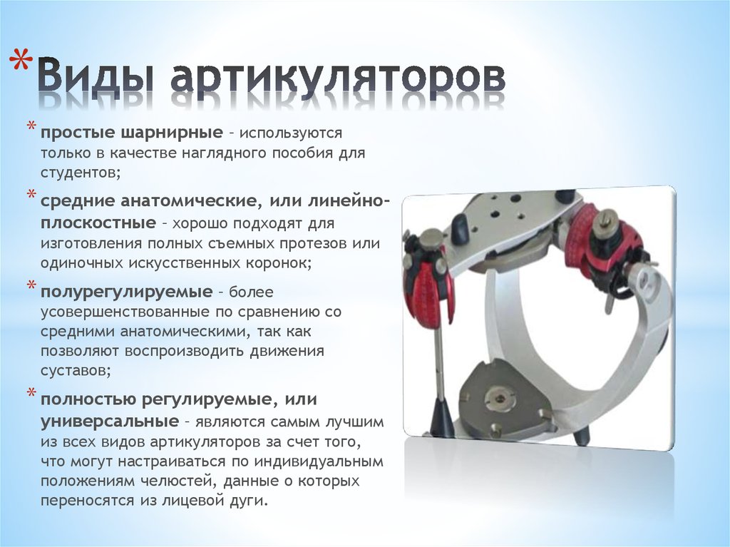 Окклюдаторы и артикуляторы презентация