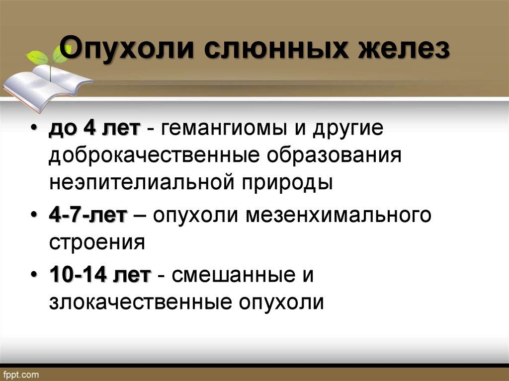 Доброкачественные и злокачественные опухоли слюнных желез презентация