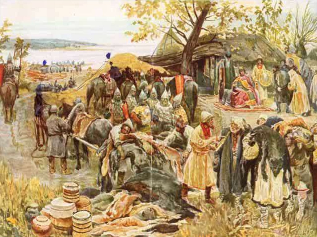 Вид дани в древней руси 4. Полюдье картина Лебедев. Рерих полюдье.