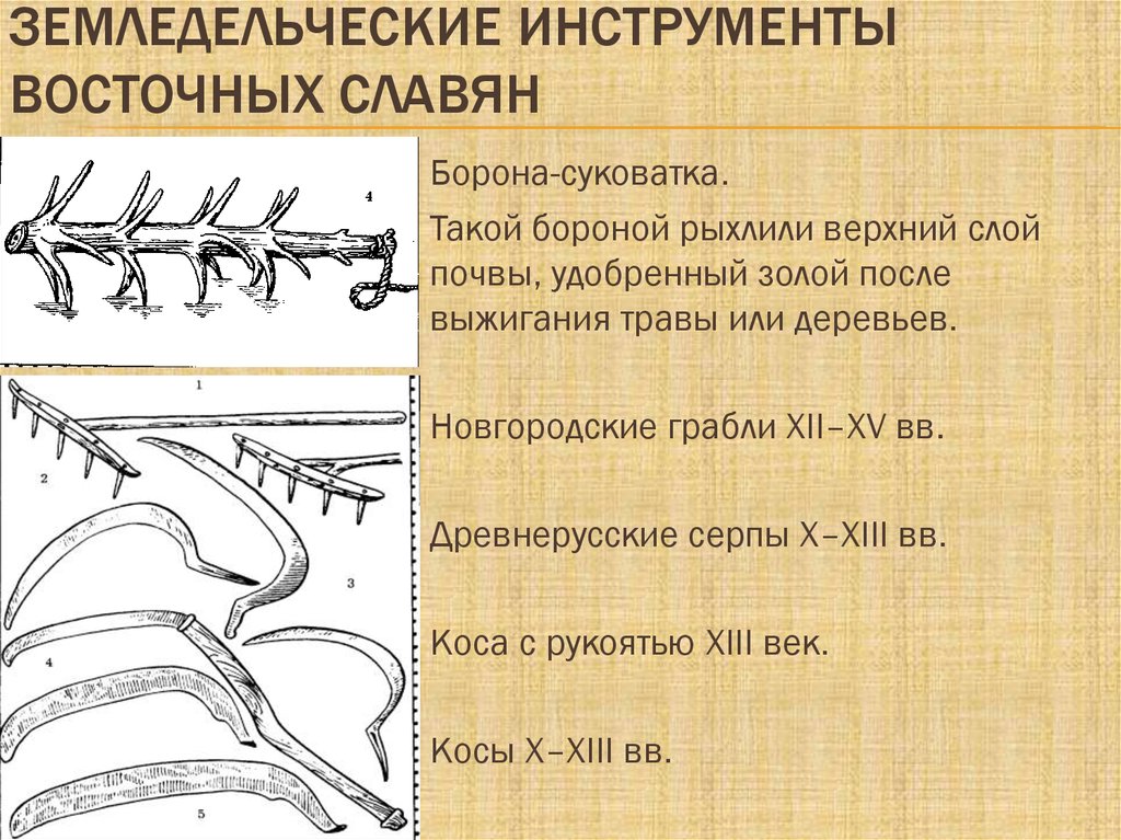 Земледельческие инструменты восточных славян
