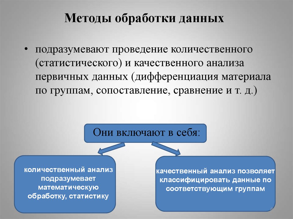 Качественные и количественные статистические данные. Качественный анализ обработки данных. Статистический метод позволяет проанализировать и данные. Дифференциация данных. Математическая обработка данных.