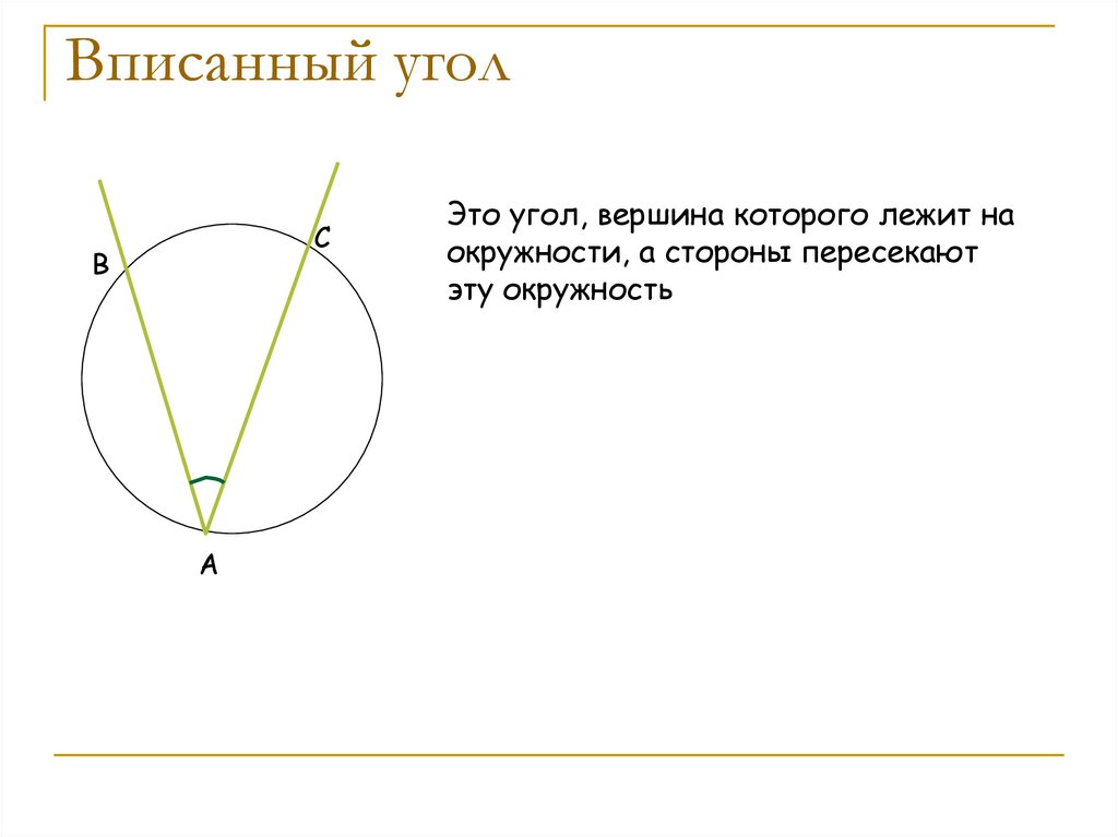 Центральные углы и углы вписанные в окружность презентация