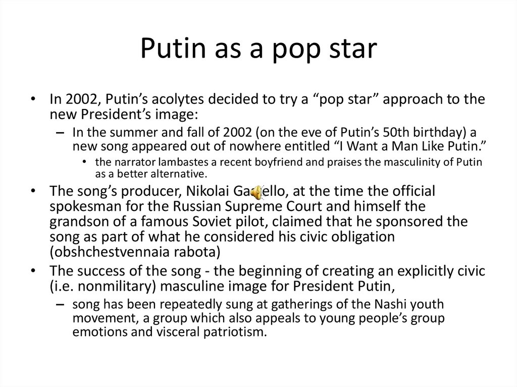 Putin as a pop star