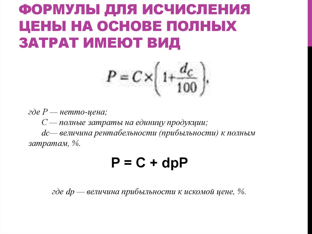 Затраты полной себестоимости