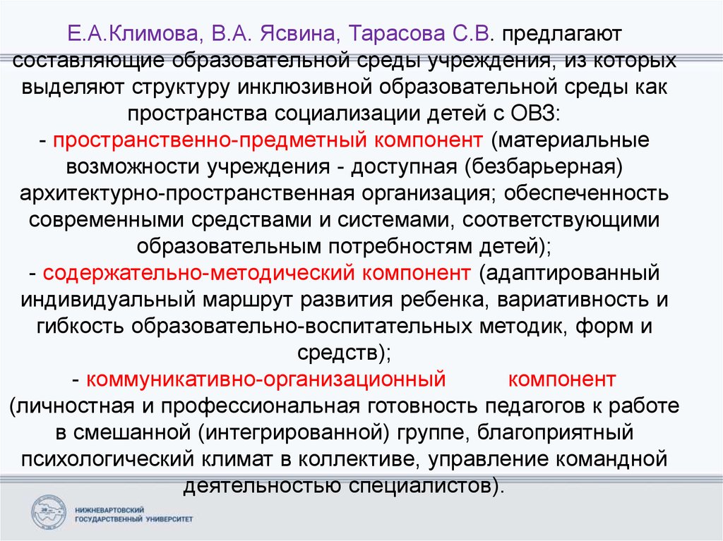 Понятие образовательного учреждения организации. Структура инклюзивной образовательной среды. Компоненты образовательной среды. Компоненты среды Ясвин. Компоненты образовательной среды по в.а.Ясвину.