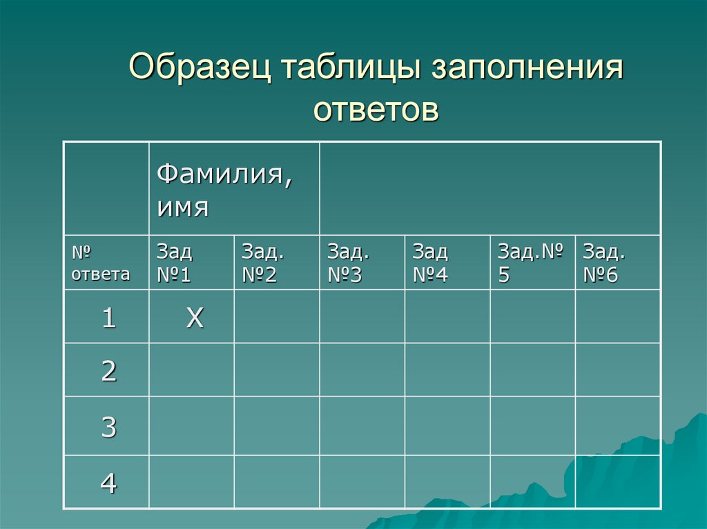 Заполнить таблицу по образцу