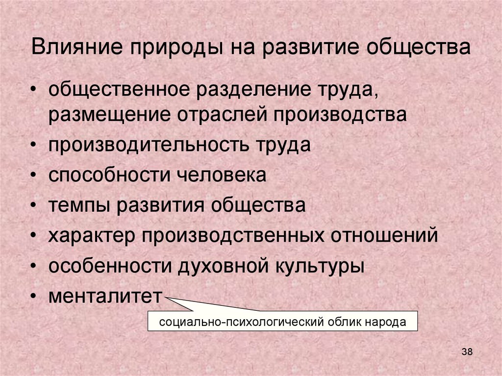 Примеры воздействия природы на общество