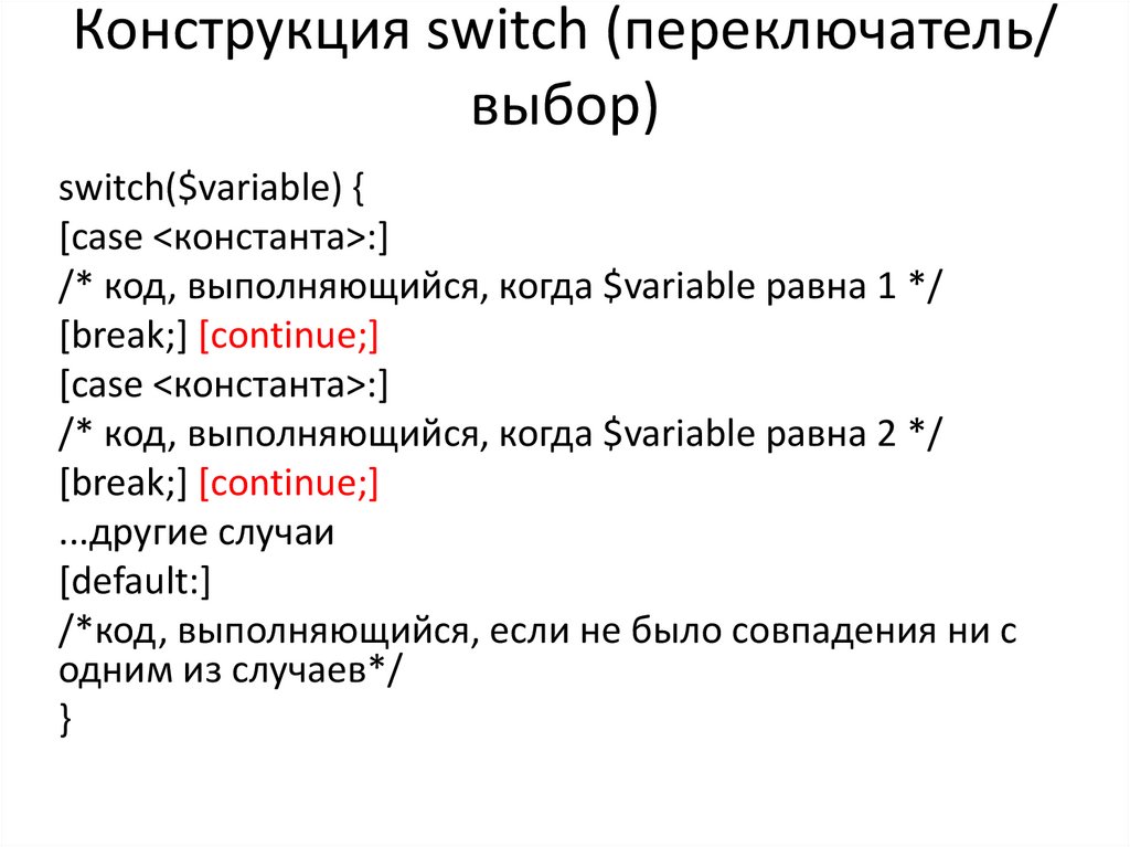 Конструкция switch case. Конструкция Switch.