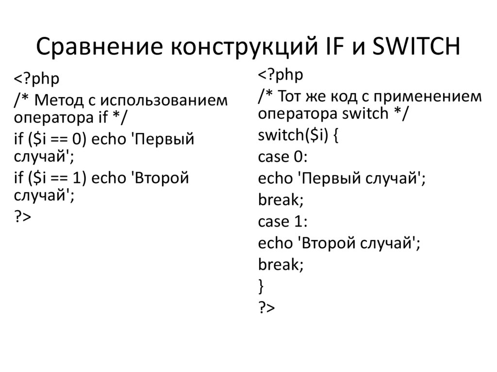 Конструкция switch (переключатель/ выбор)