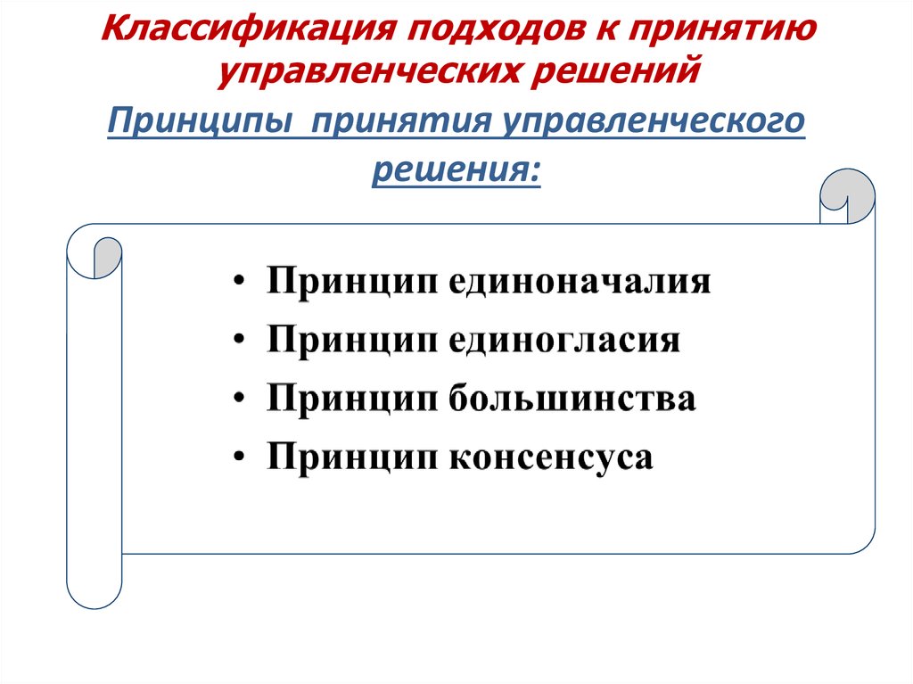 Основные подходы к принятию управленческих решений презентация