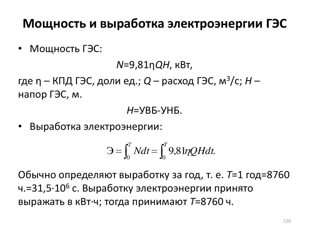 Выработка энергии гэс