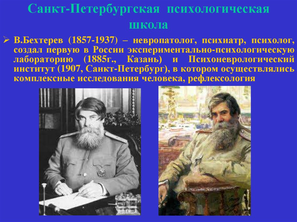 Отечественные направления. Санкт Петербургская психологическая школа. Бехтерев школа психологии. Ленинградская школа психологии. В М Бехтерев психология.