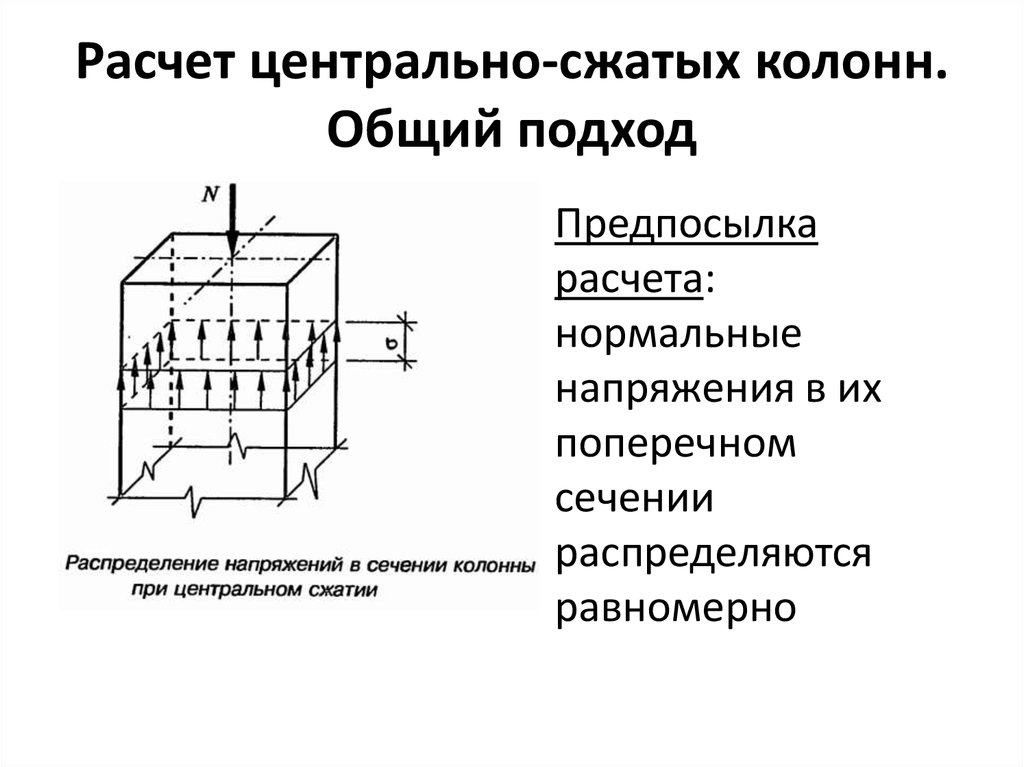 Расчетная схема центрально сжатой колонны