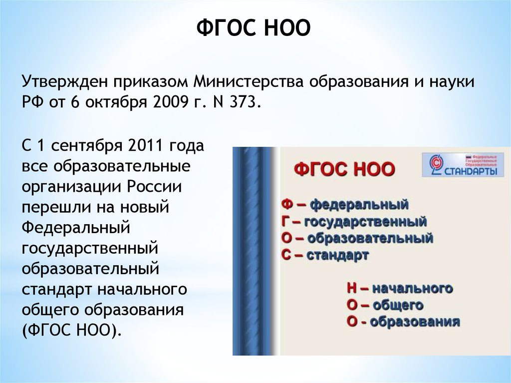 Федеральный государственный образовательный стандарт начального общего образования презентация