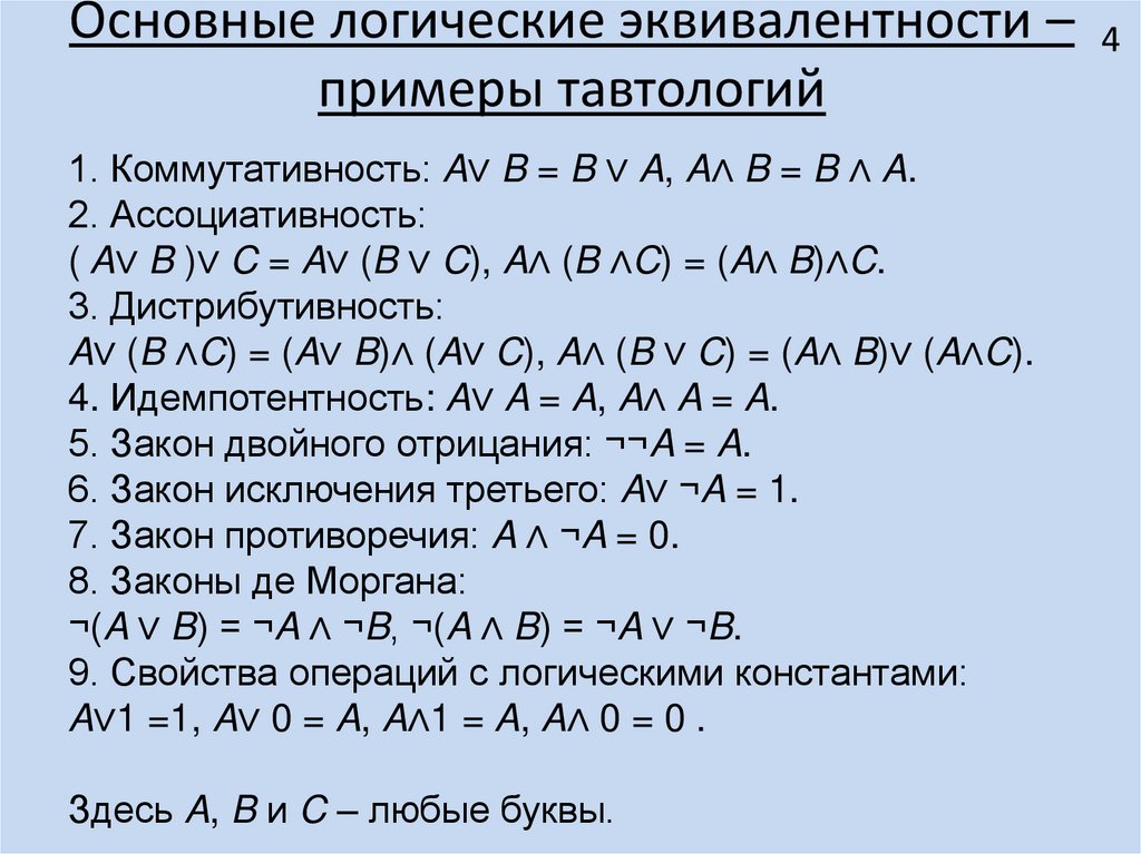 Равносильные утверждения примеры