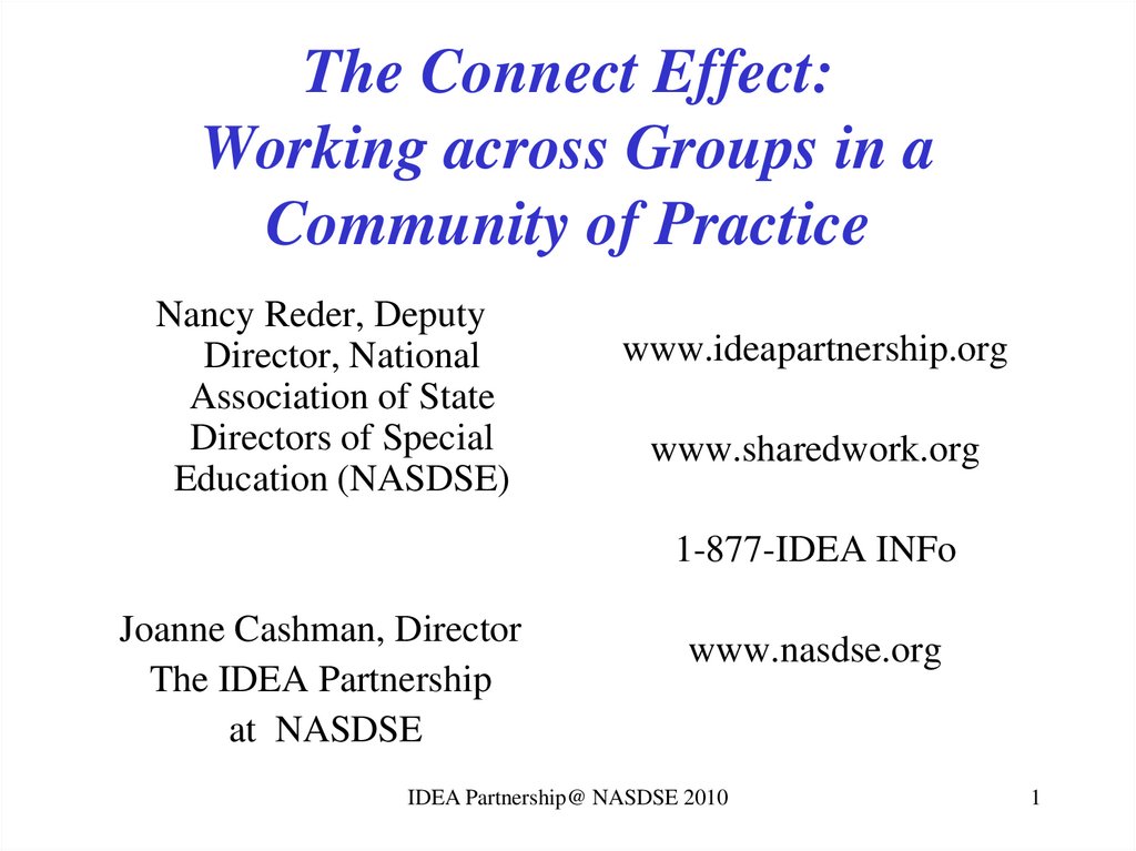 The Connect Effect: Working across Groups in a Community of Practice