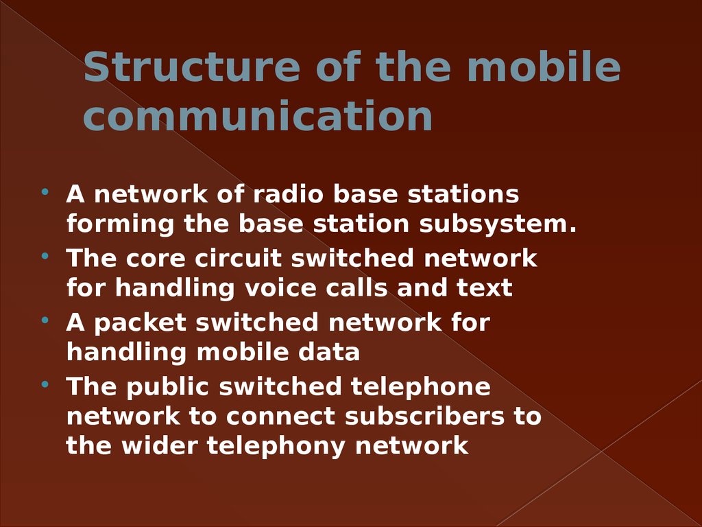 Structure of the mobile communication