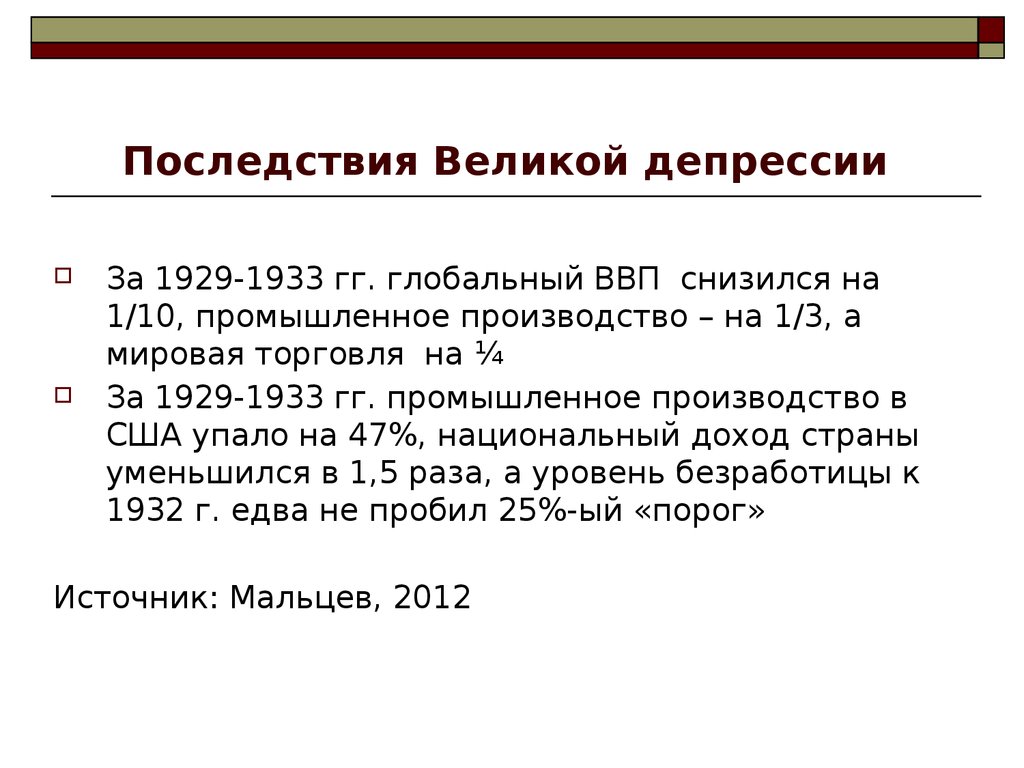 Великая депрессия 1929 1933 на западе