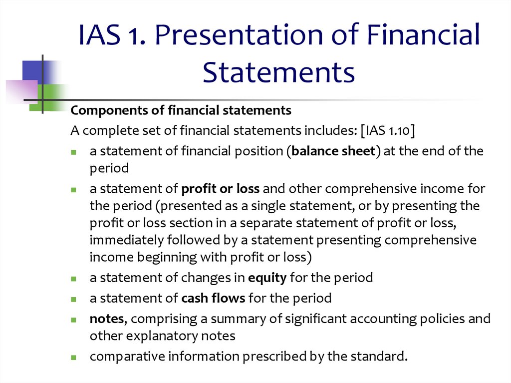 presentation of financial statements as per ifrs
