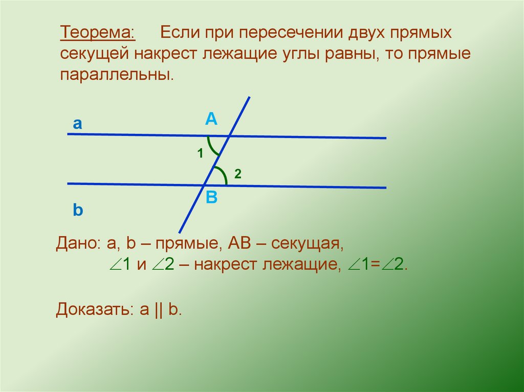 Если параллельные прямые пересекает третья прямая