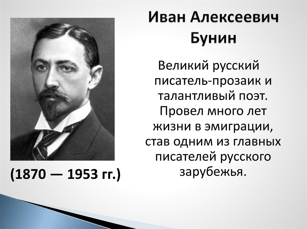 Иван бунин презентация