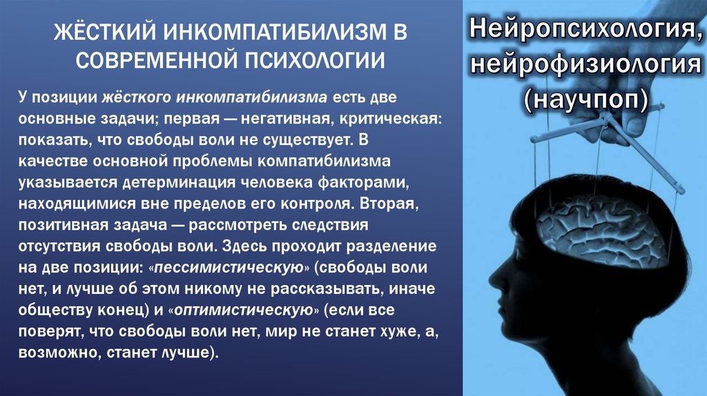 Воля в психологии. Свобода воли в психологии. Компатибилизм. Проблема воли в психологии. Жесткий инкомпатибилизм.