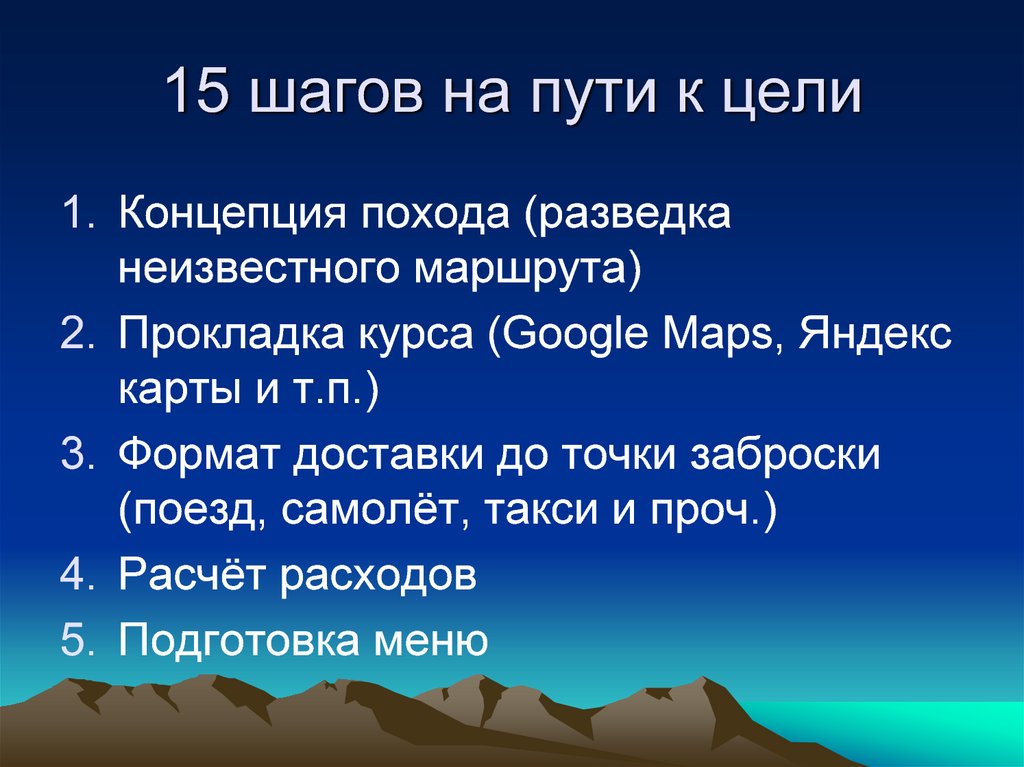 15 шагов на пути к цели