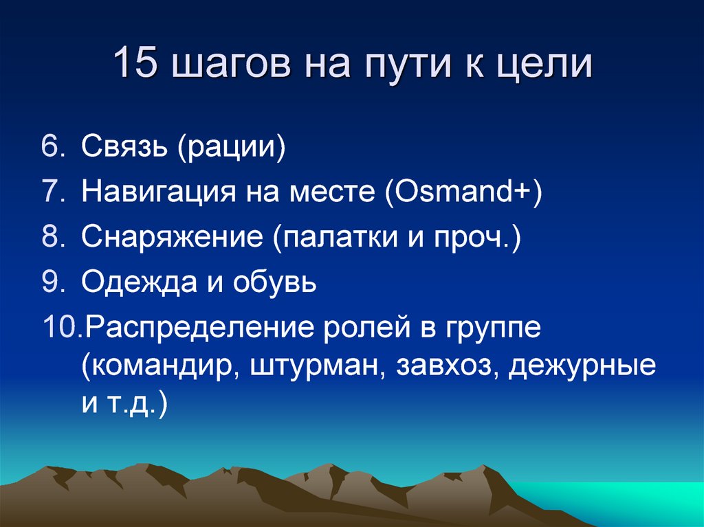 15 шагов на пути к цели