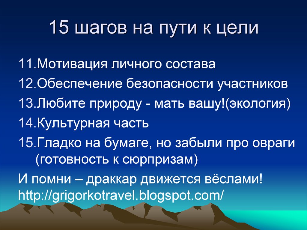 15 шагов на пути к цели