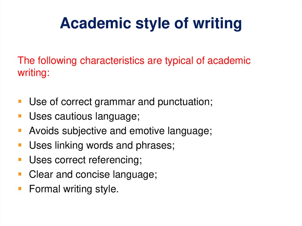 Academic style of writing