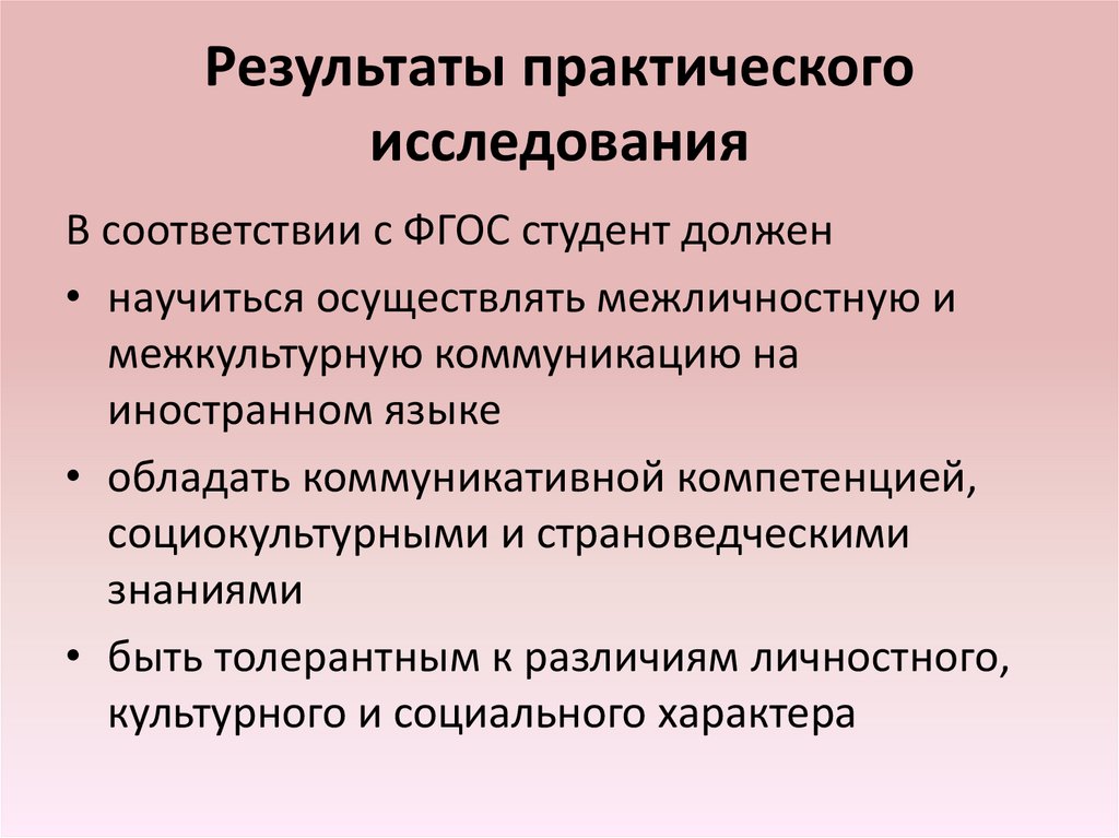 Практический результат исследования