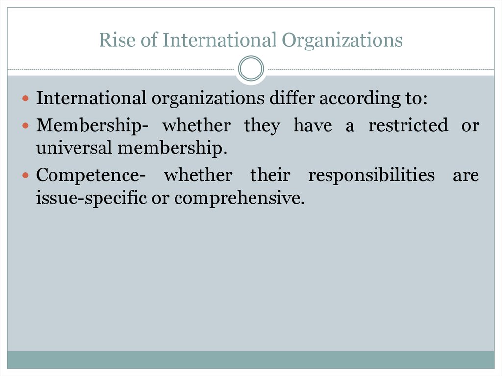 Rise of International Organizations