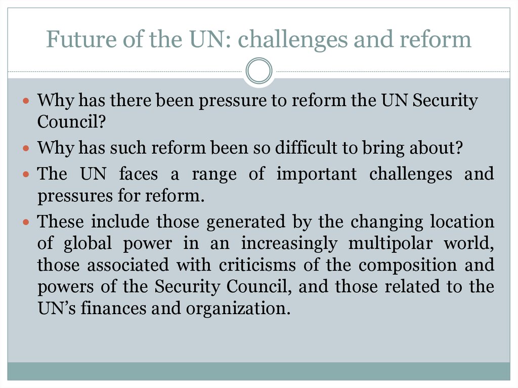 Future of the UN: challenges and reform