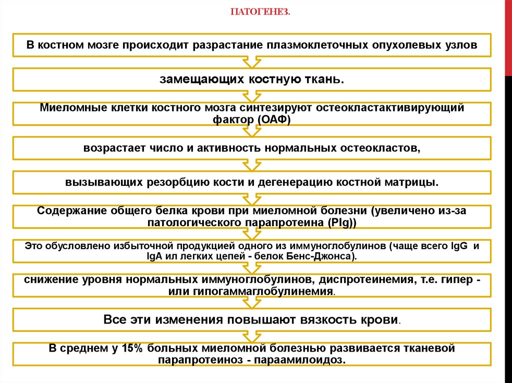 Патогенез множественной миеломы схема