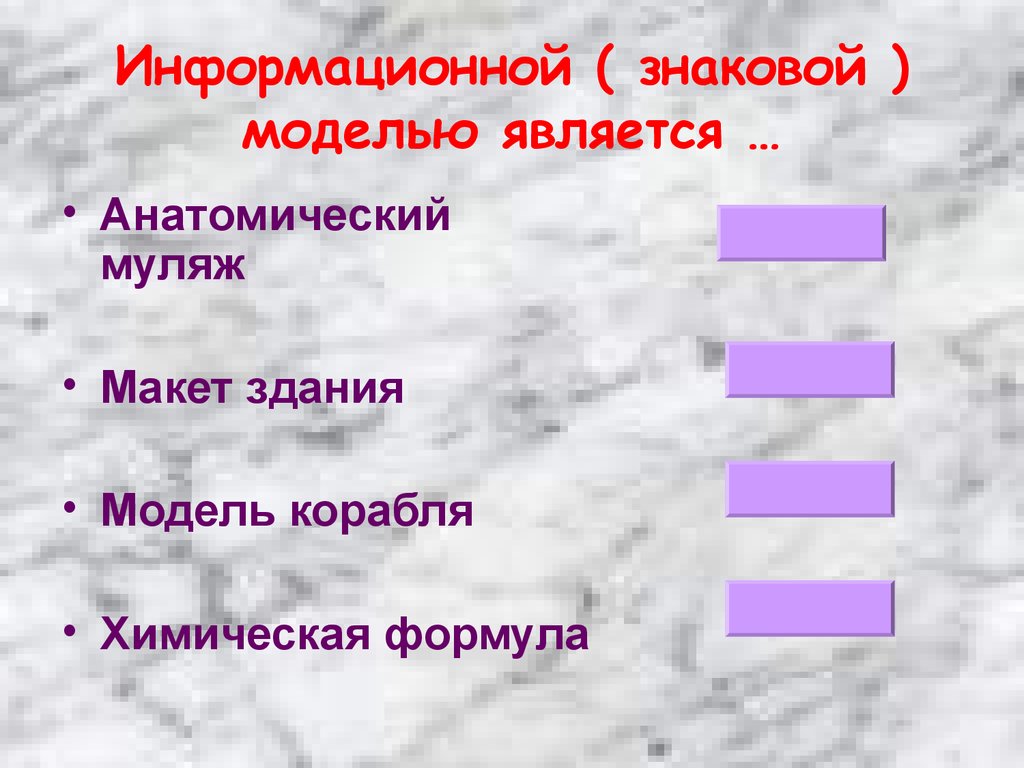 Материальной моделью является карта анатомический муляж чертеж диаграмма