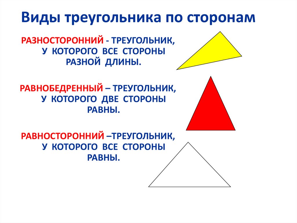 Треугольник с тремя равными сторонами. Виды треугольников. Треугольники виды треугольников. Д̷ы̷ т̷р̷е̷у̷г̷о̷л̷ь̷н̷и̷к̷о̷в̷ п̷о̷ с̷т̷о̷р̷о̷н̷а̷м̷. Треугольники по сторонам.