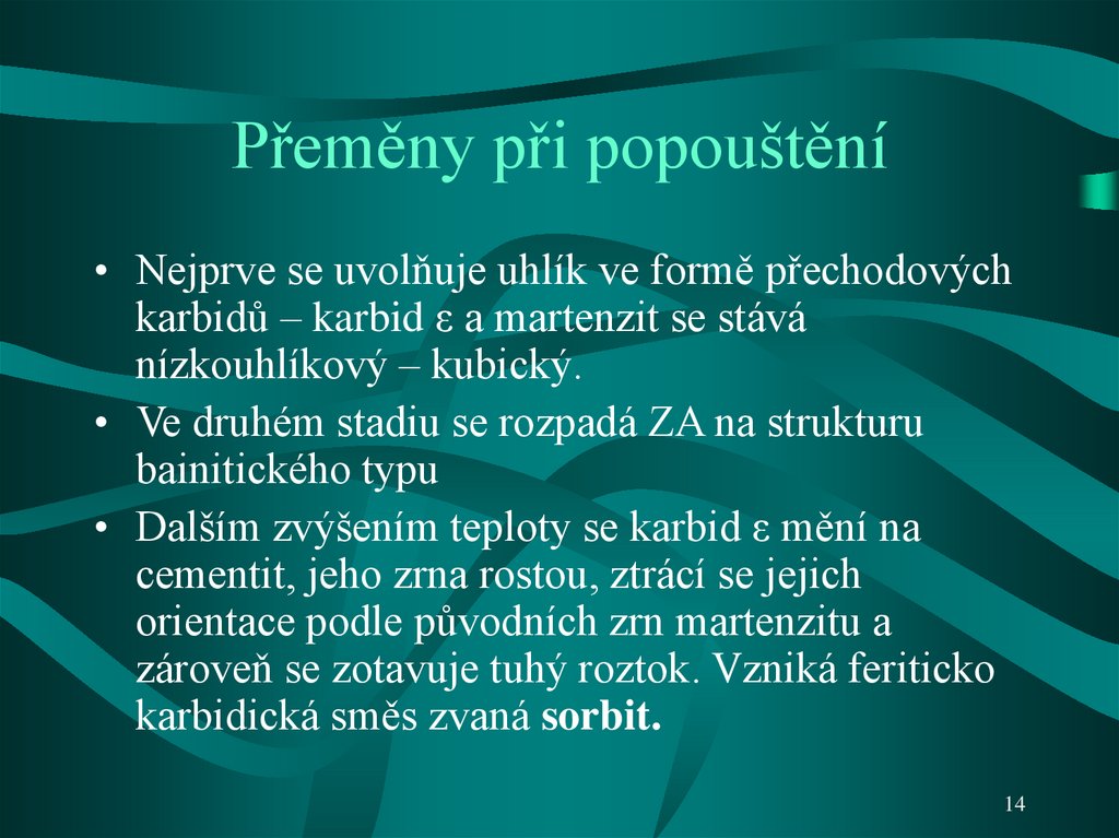 Přeměny při popouštění