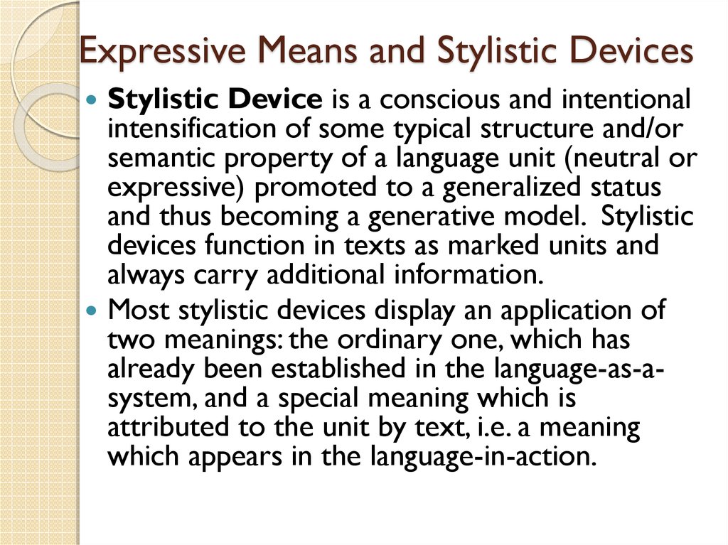 Expressive Means and Stylistic Devices